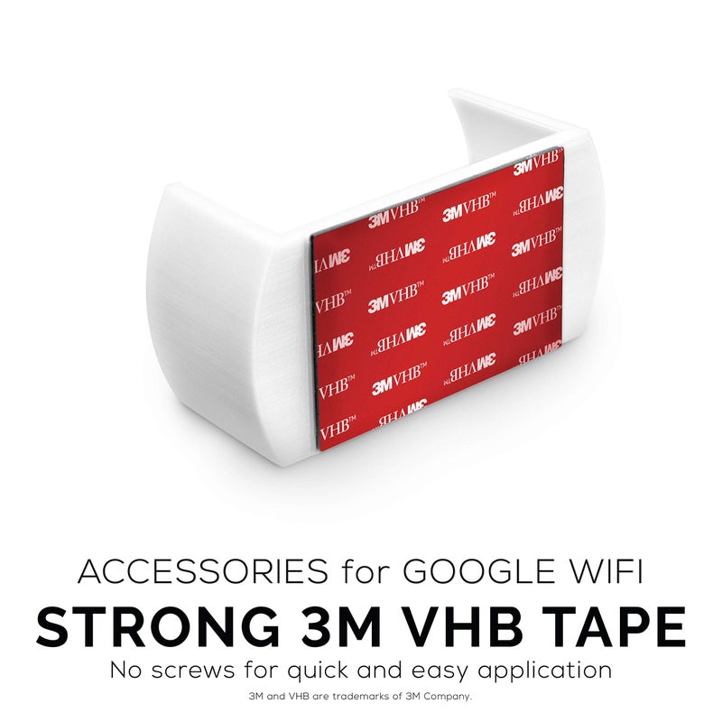 BRAINWAVZ Screwless Wall & Ceiling Mount for Google WiFi Home Mesh System Holder, No Tools Required, Easy to Install, No Mess, No Drilling, Strong VHB Adheasive Mount, White - Image 3